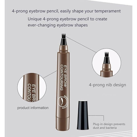 Waterproof 4-Prong Precision Eyebrow Pencil – Smudge-Proof All Day!